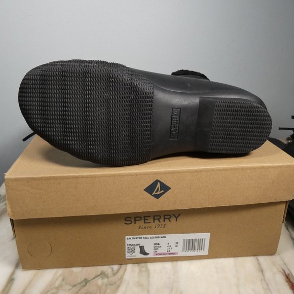 Sperry womens Saltwater Tall Leather Cozy Rain Boot, Black, 7 US - Picture 10 of 10